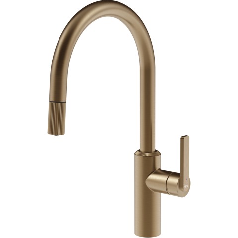 Змішувач кухонний з висувним виливом Gessi Segni бронза браширована PVD (60942#726)