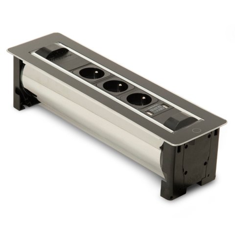 Вращающийся розеточный блок ASA Versaturn 3.0 черное стекло 3x220V+USB (060.24F.00031)