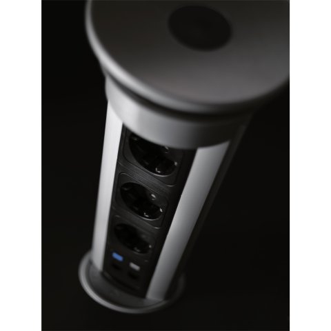 Висувний розетковий блок ASA VersaElite 3x220 2xUSB хром (060.05F.00008)