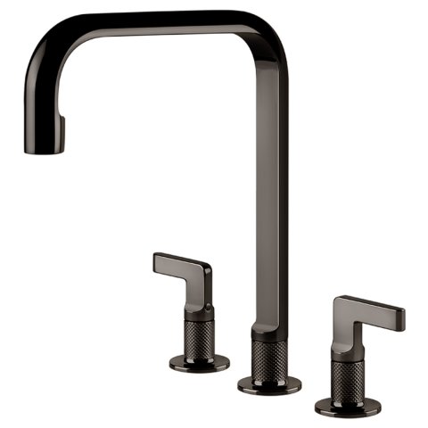 Змішувач кухонний на три отвори Gessi Inciso чорний метал PVD (58701#706)