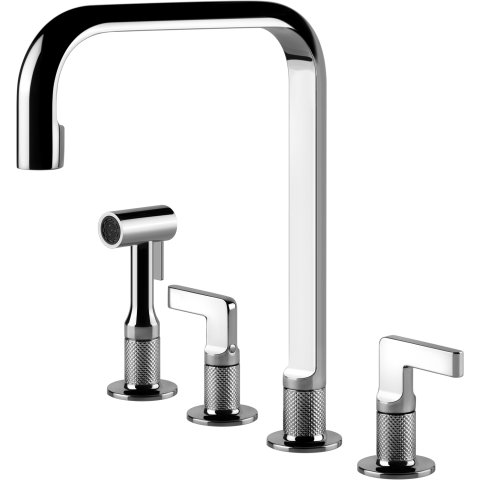 Змішувач кухонний на чотири отвори з висувним душем Gessi Inciso хром (58703#031)
