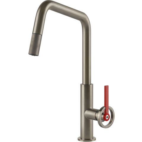 Смеситель кухонный с выдвижным изливом Gessi Officine Volantino нержавеющая сталь (60203#149)