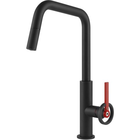 Змішувач кухонний з висувним виливом Gessi Officine Volantino матовий чорний (60203#299)