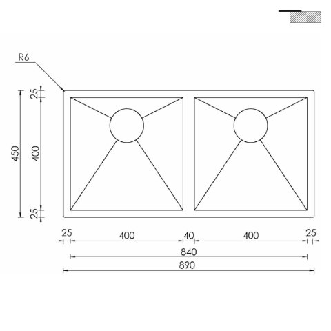 Кухонна мийка CM Filoquadra 89Х45 2V 1190B
