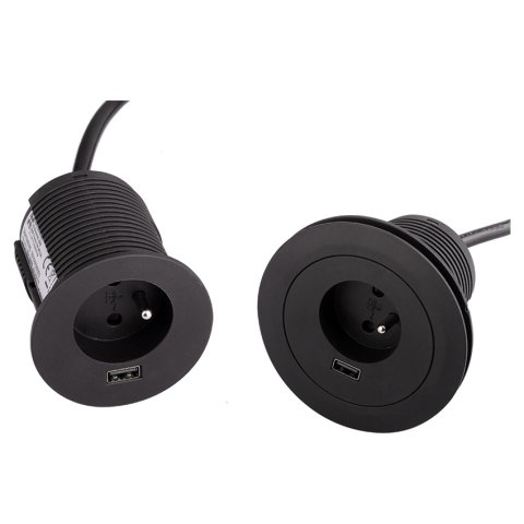 Меблева розетка ASA Versatag 1x220 1xUSB чорна (060.36F.00001)