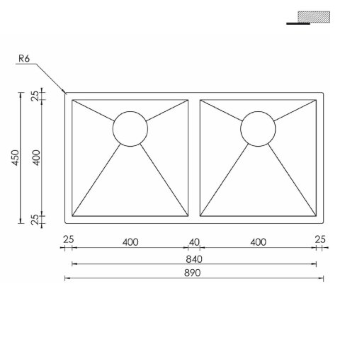 Кухонна мийка CM Filoquadra 89Х45 2V 1191В