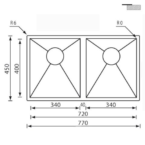 Кухонна мийка CM Filoquadra 77Х45 2V 11909