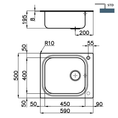 Кухонна мийка Foster Big Bowl 59x50 1511 001 RH