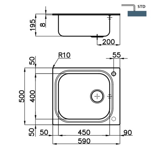 Кухонна мийка Foster Big Bowl 59x50 1511 002 LH