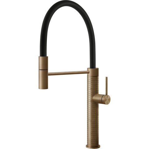 Смеситель кухонный с гибким изливом Gessi 316 Kitchen Meccanica бронза брашированная PVD (60012#726)