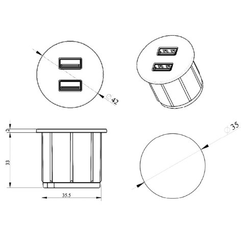 Меблева USB розетка ASA VersaPick type A+C нержавіюча сталь (060.29Z.00033)