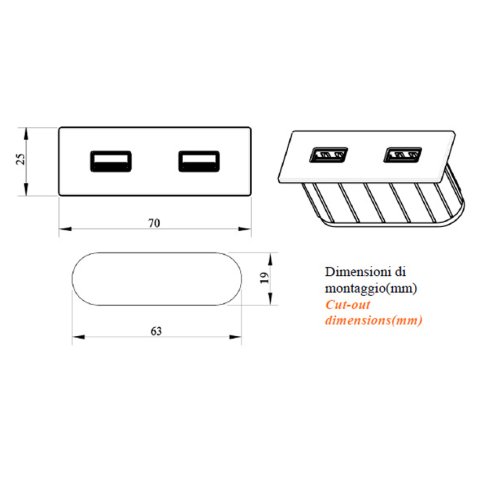 Меблева USB розетка ASA VersaPick type A+C матовий чорний (060.29Z.00053)