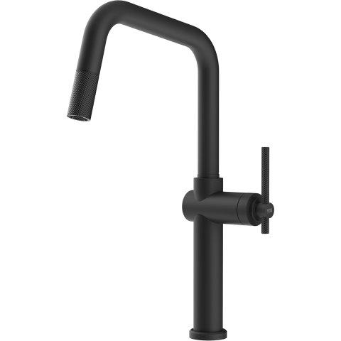 Змішувач кухонний з висувним виливом Gessi Habito матовий чорний (60652#299)