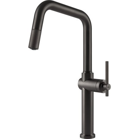 Змішувач кухонний з висувним виливом Gessi Habito чорний метал брашований PVD (60652#707)