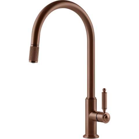 Змішувач кухонний з висувним виливом Gessi Venti20 мідь брашована PVD (60622#708)