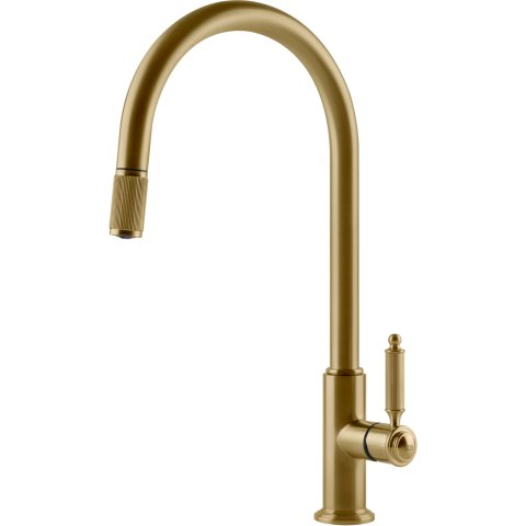 Змішувач кухонний з висувним виливом Gessi Venti20 золото брашоване PVD (60622#716)
