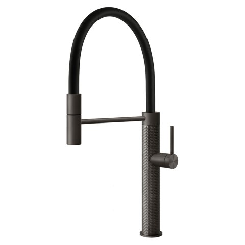 Смеситель кухонный с гибким изливом Gessi 316 Kitchen Cesello черный металл брашированный PVD (60014#707)