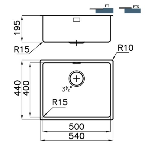 Кухонна мийка Foster KE flush-mount Bowls 54х44 2155 050