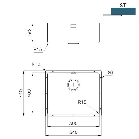 Кухонна мийка Foster KE R15 54x44 2155 840