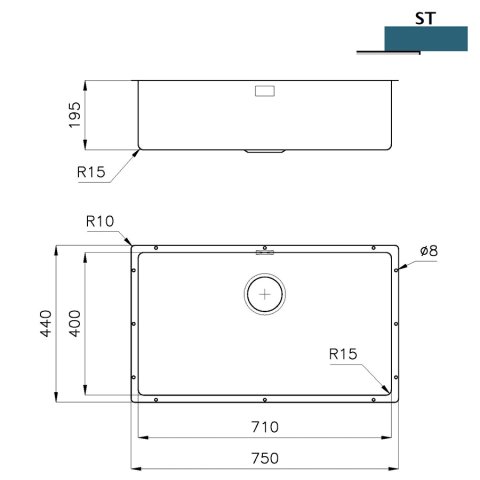 Кухонна мийка Foster KE R15 75x44 2157 840
