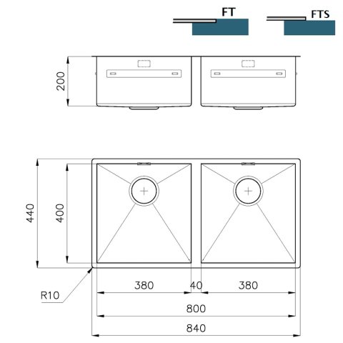 Кухонна мийка Foster Quadra 84x44 1221 050