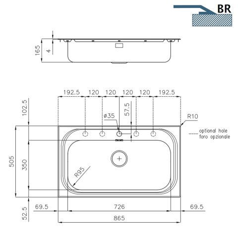 Кухонна мийка Foster S1000 Single Bowl 86х50 1180 156