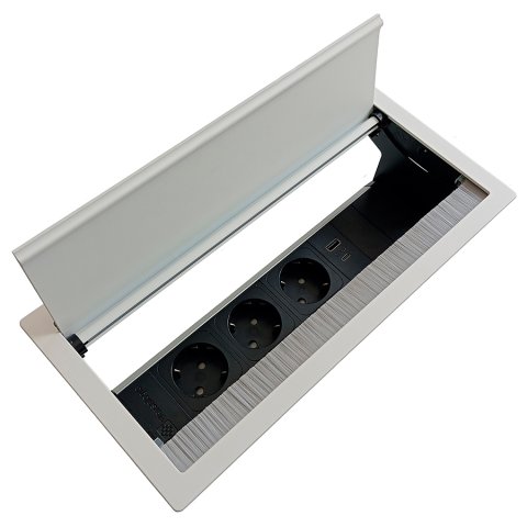 Розетковий блок ASA VersaFlap mono 2.0 (060.42F.00022) 3x220 USB 5V, колір - білий