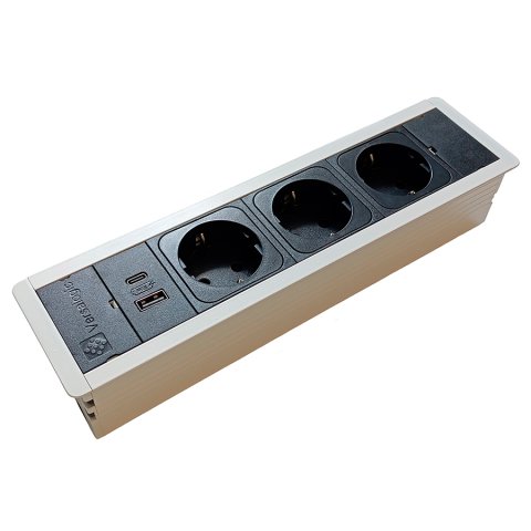 Розетковий блок ASA VersaFrame 3.0 3x220 USB 5V білий (060.40F.00008)