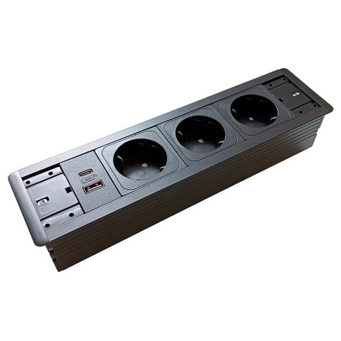 Розетковий блок ASA VersaFrame 3.0 3x220 USB 5V чорний (060.40F.00009)
