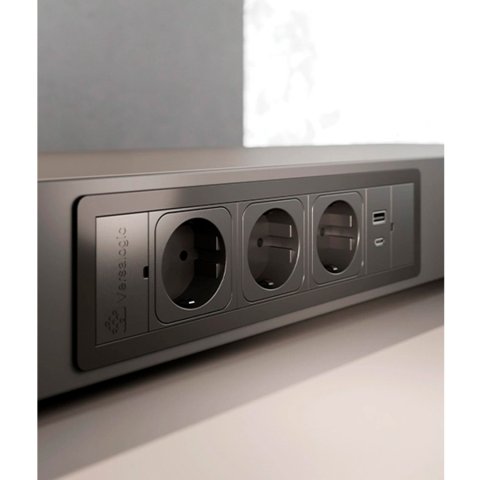 Розетковий блок ASA VersaFrame 3.0 3x220 USB 5V чорний (060.40F.00009)