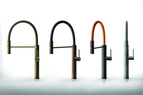 Змішувач кухонний з гнучким виливом Gessi 316 Kitchen Flessa чорний метал брашований PVD (60010#707)