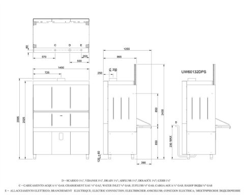 Професійна посудомийна машина Smeg UW60132D