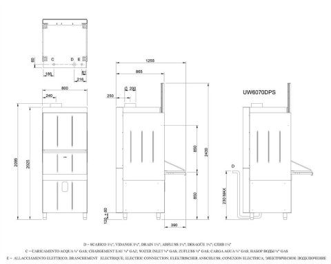 Професійна посудомийна машина Smeg UW6070D