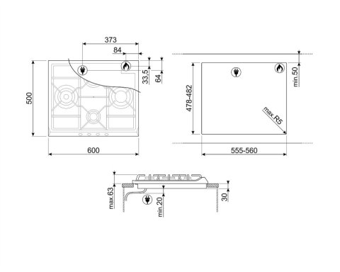 Варильна поверхня газова Smeg SR764PO