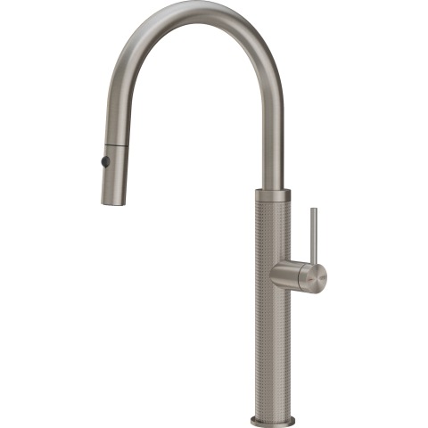 Змішувач кухонний з висувним виливом та двоструменевим душем Gessi 316 Kitchen Cesello нержавіюча сталь полірована (60026#239)