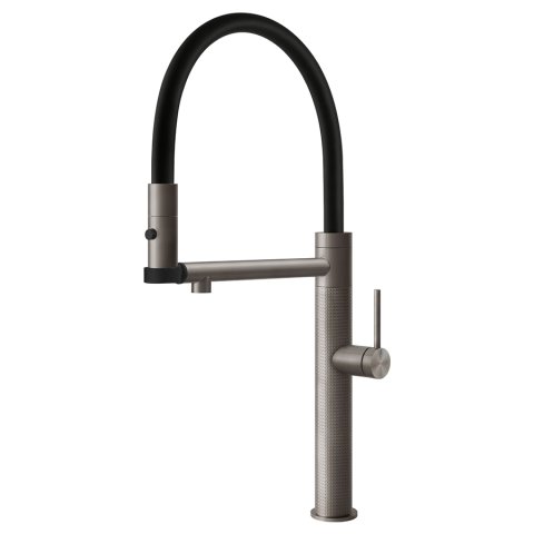 Змішувач кухонний з гнучким виливом та двоструменевим душем Gessi 316 Kitchen Cesello нержавіюча сталь полірована (60214#239)