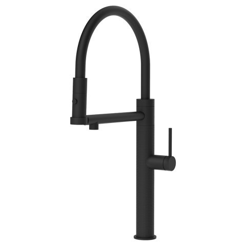 Змішувач кухонний з гнучким виливом та двоструменевим душем Gessi 316 Kitchen Cesello матовий чорний (60214#299)